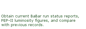 Obtain current BaBar run status reports, PEP-II luminosity figures, and compare with previous records.
